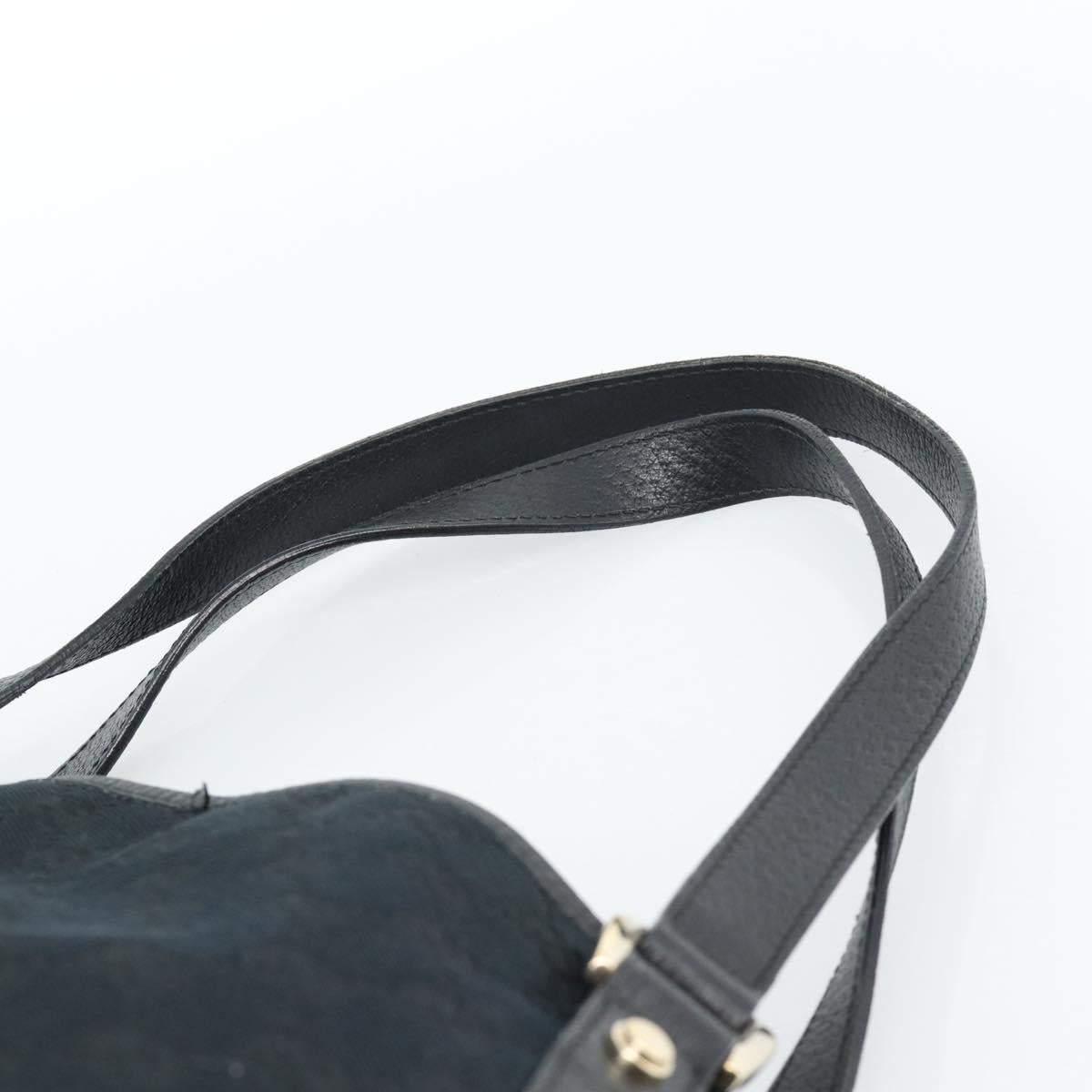 GUCCI GG Canvas Hand Bag Black Gold 130736 Auth ka4724A