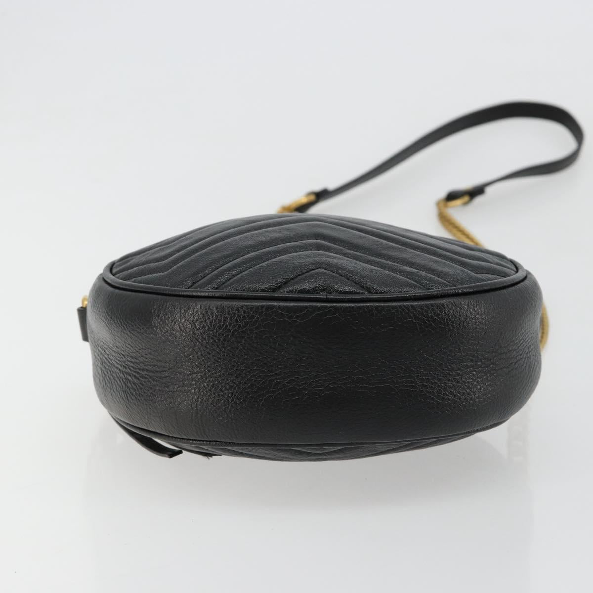 GUCCI GG Marmont Chain Shoulder Bag Leather Black Gold 550154 Auth ka4725A