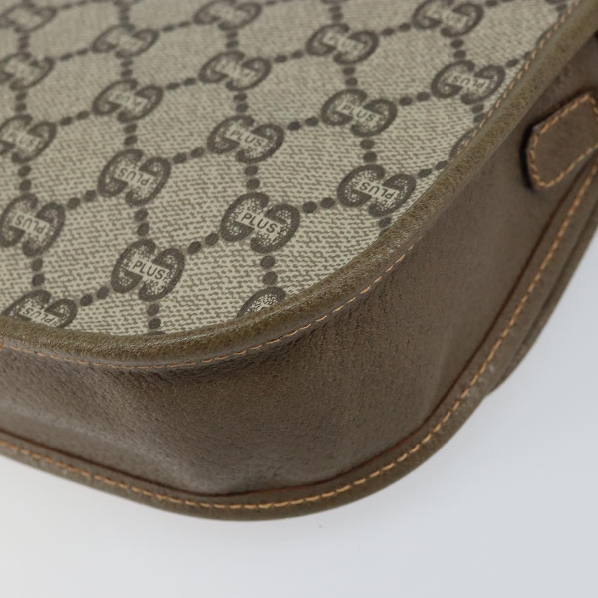 GUCCI GG Plus Supreme Shoulder Bag PVC Beige Gold Auth ka473