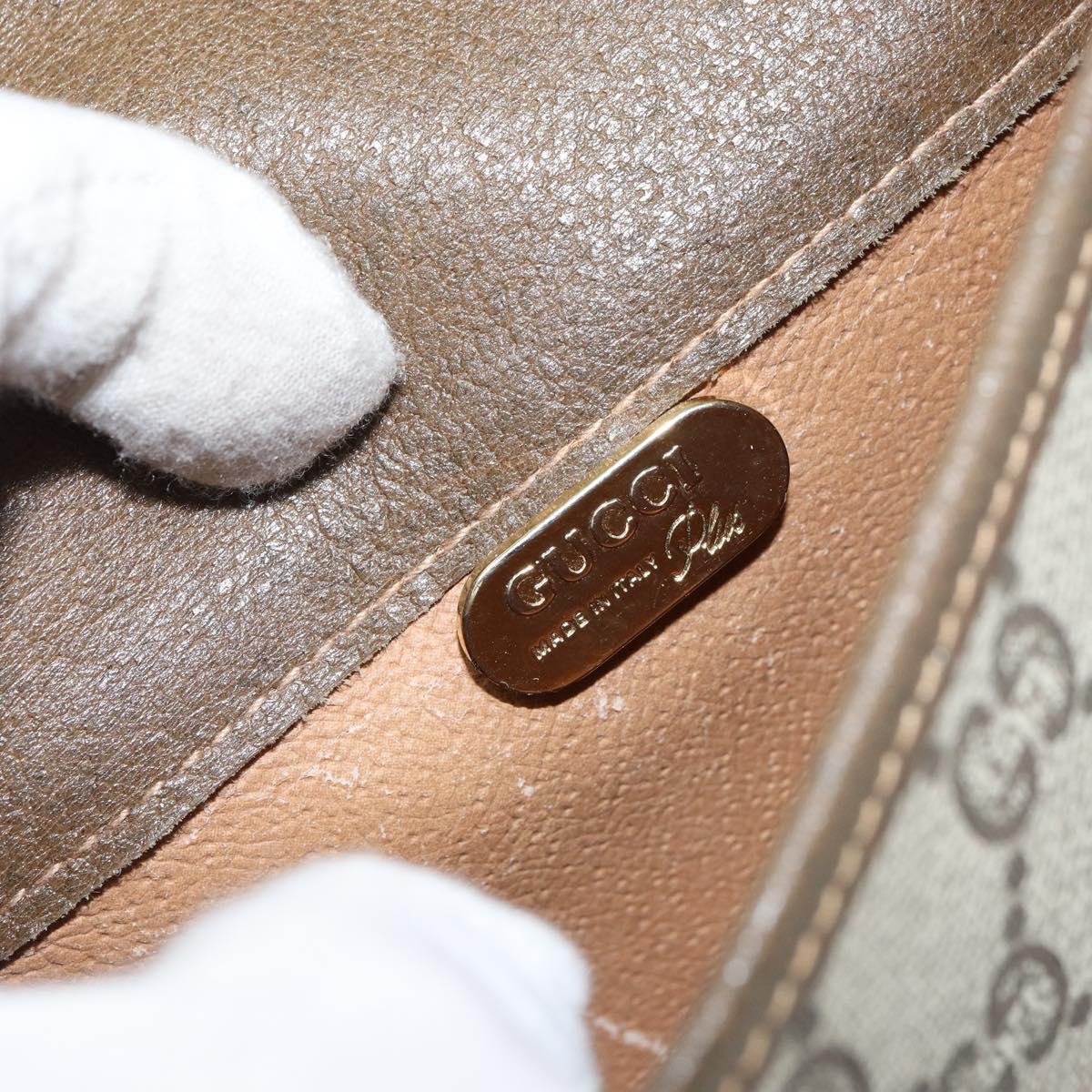 GUCCI GG Plus Supreme Shoulder Bag PVC Beige Gold Auth ka473