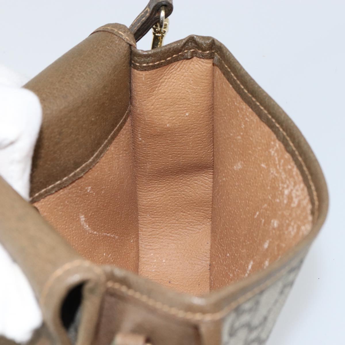 GUCCI GG Plus Supreme Shoulder Bag PVC Beige Gold Auth ka473