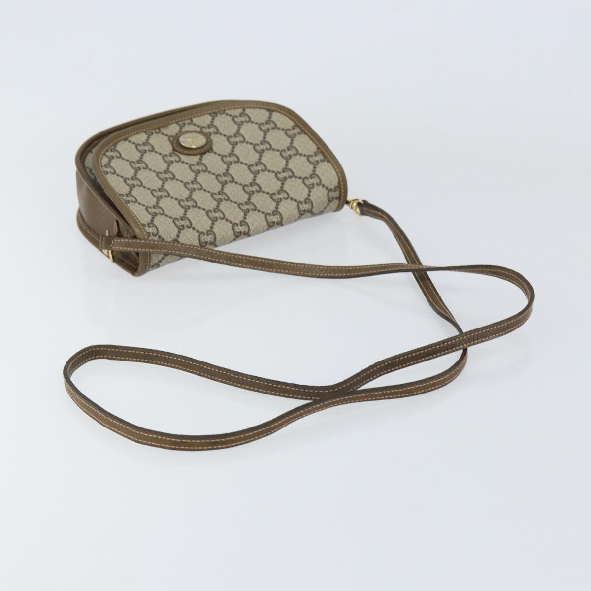 GUCCI GG Plus Supreme Shoulder Bag PVC Beige Gold Auth ka473