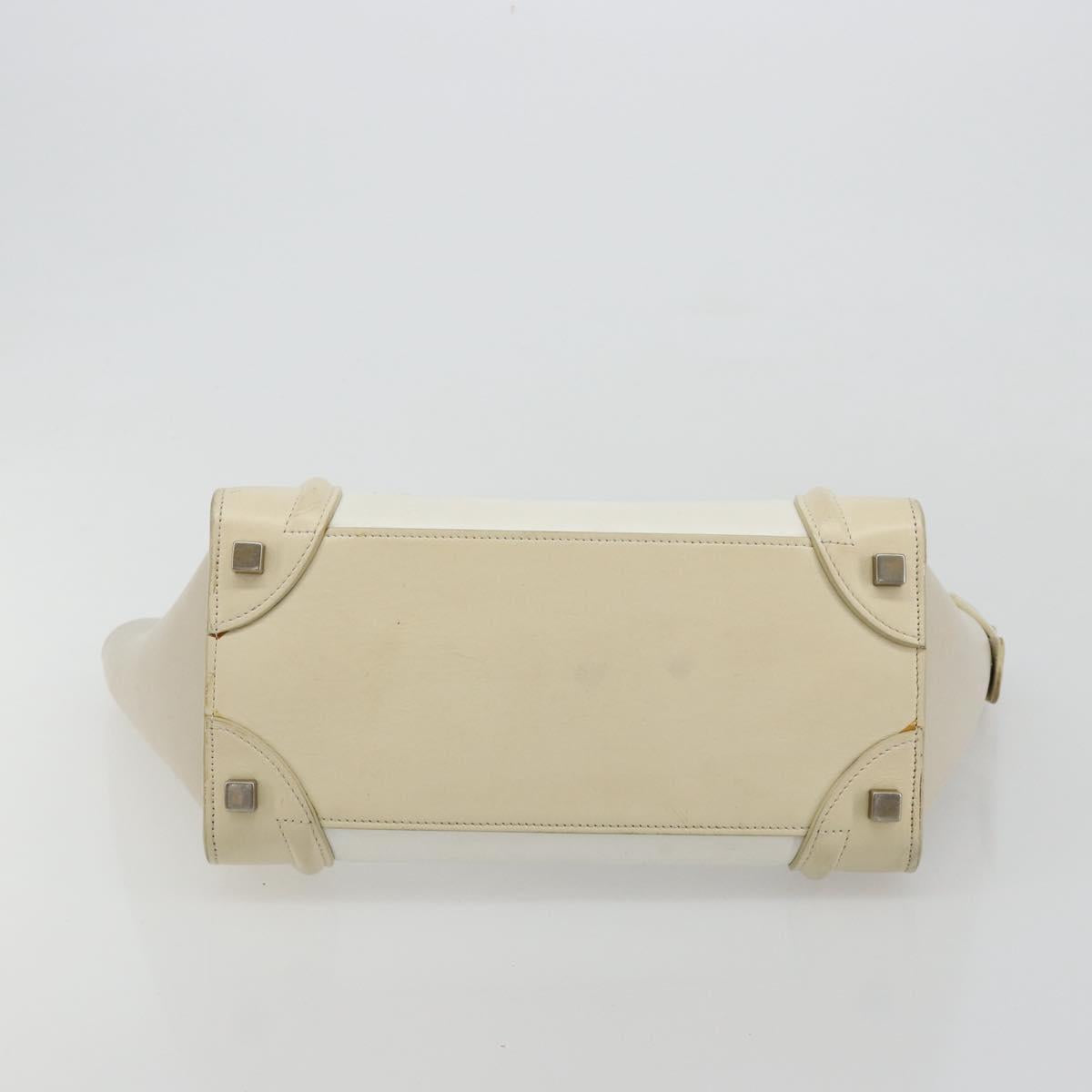 CELINE Luggage Micro Hand Bag Leather White Beige Auth ka4732A