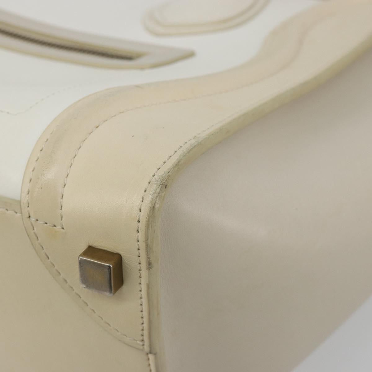 CELINE Luggage Micro Hand Bag Leather White Beige Auth ka4732A