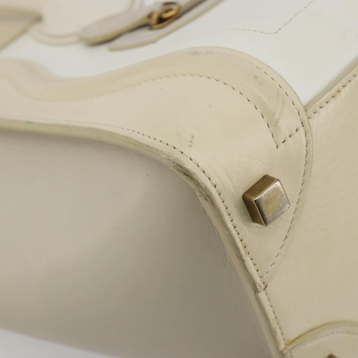 CELINE Luggage Micro Hand Bag Leather White Beige Auth ka4732A