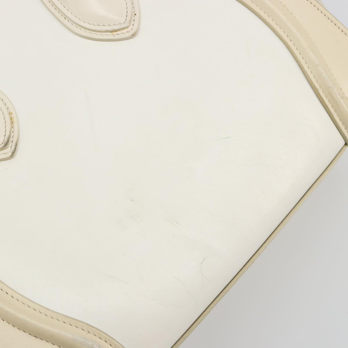 CELINE Luggage Micro Hand Bag Leather White Beige Auth ka4732A