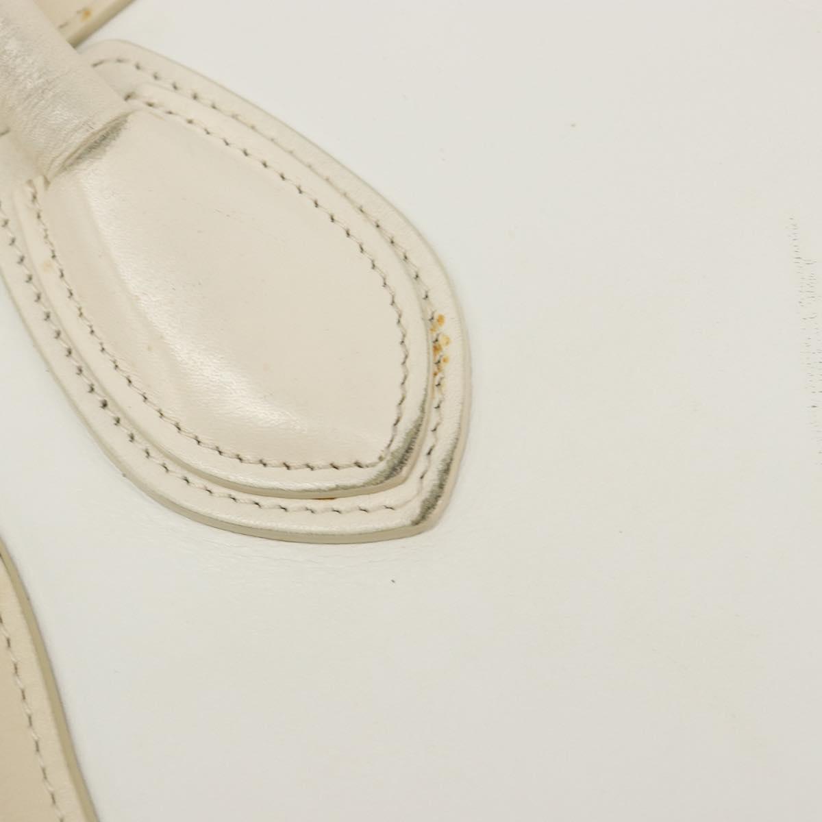 CELINE Luggage Micro Hand Bag Leather White Beige Auth ka4732A