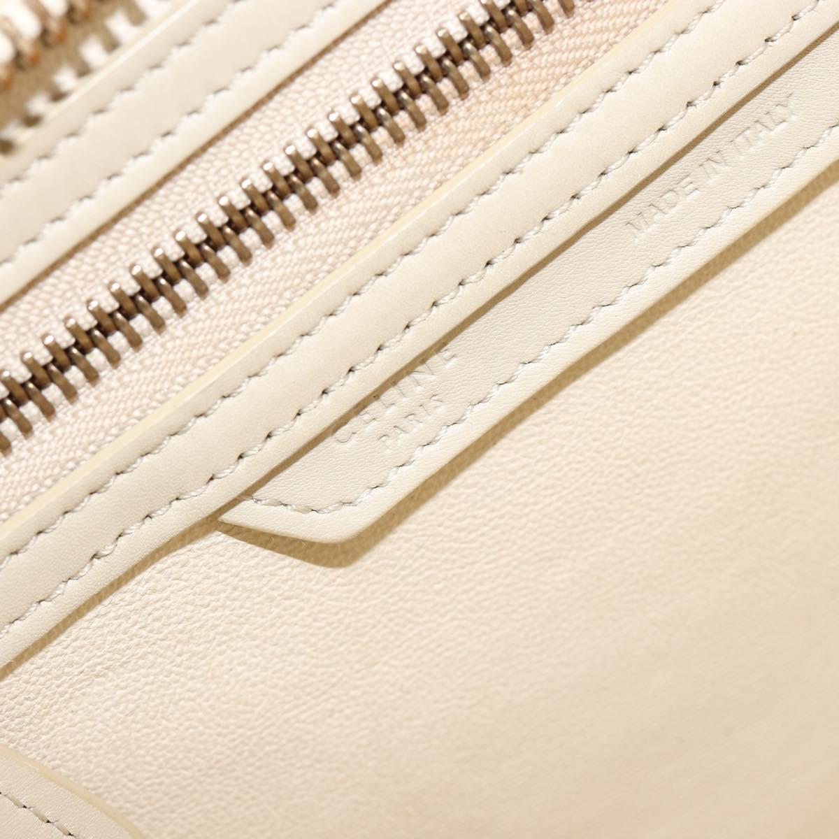 CELINE Luggage Micro Hand Bag Leather White Beige Auth ka4732A