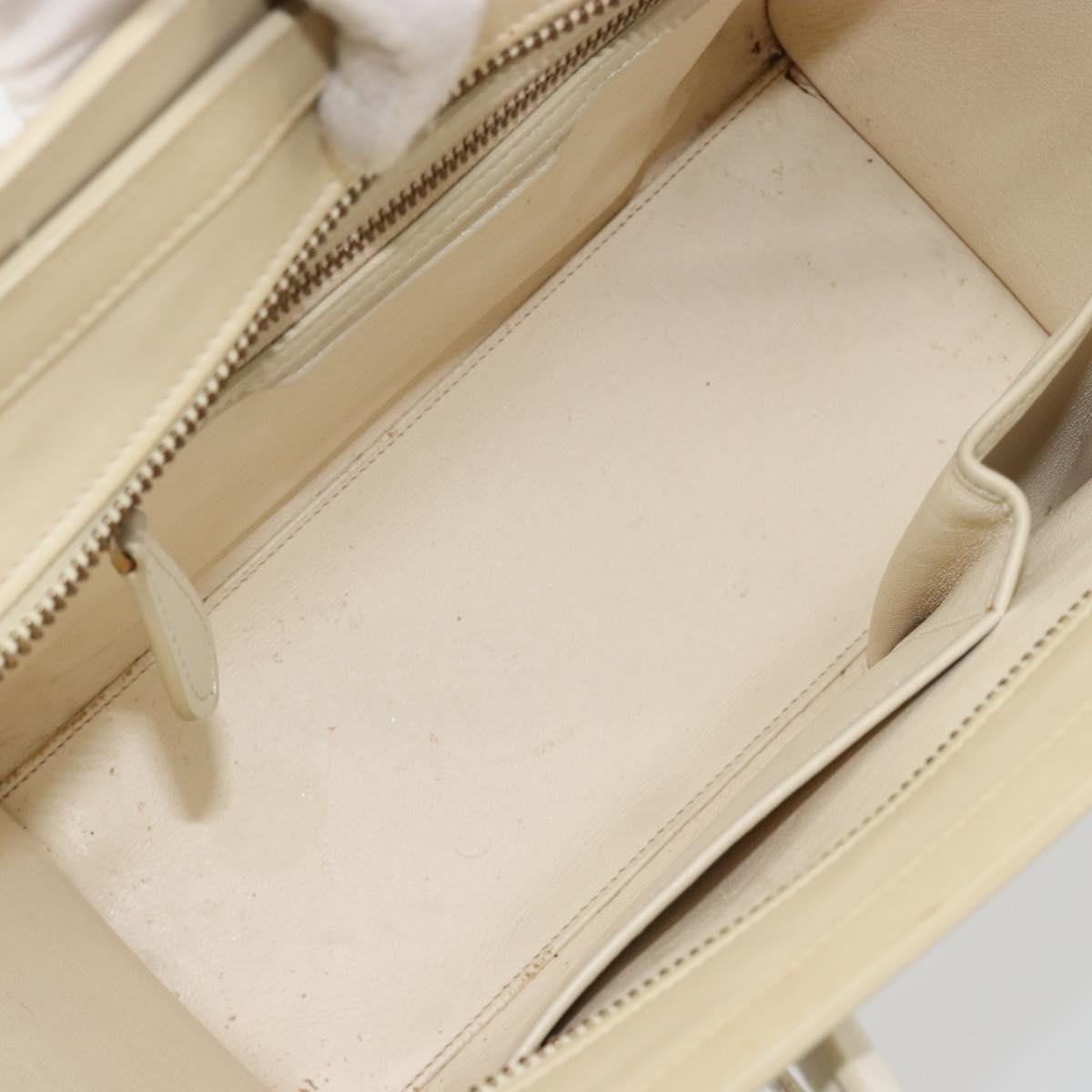 CELINE Luggage Micro Hand Bag Leather White Beige Auth ka4732A