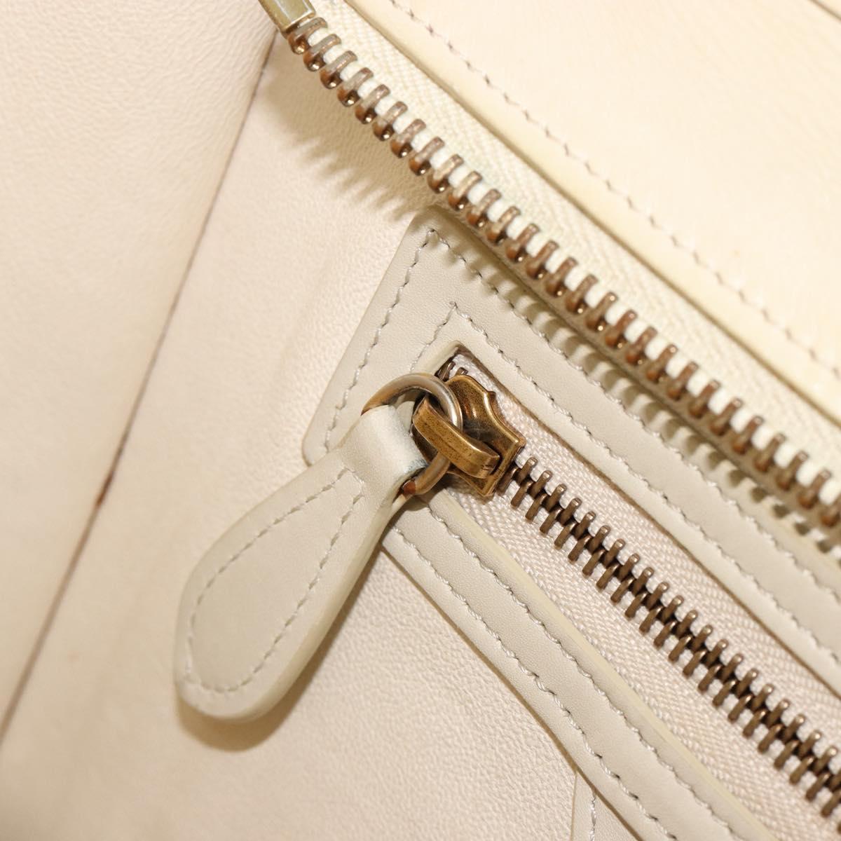 CELINE Luggage Micro Hand Bag Leather White Beige Auth ka4732A