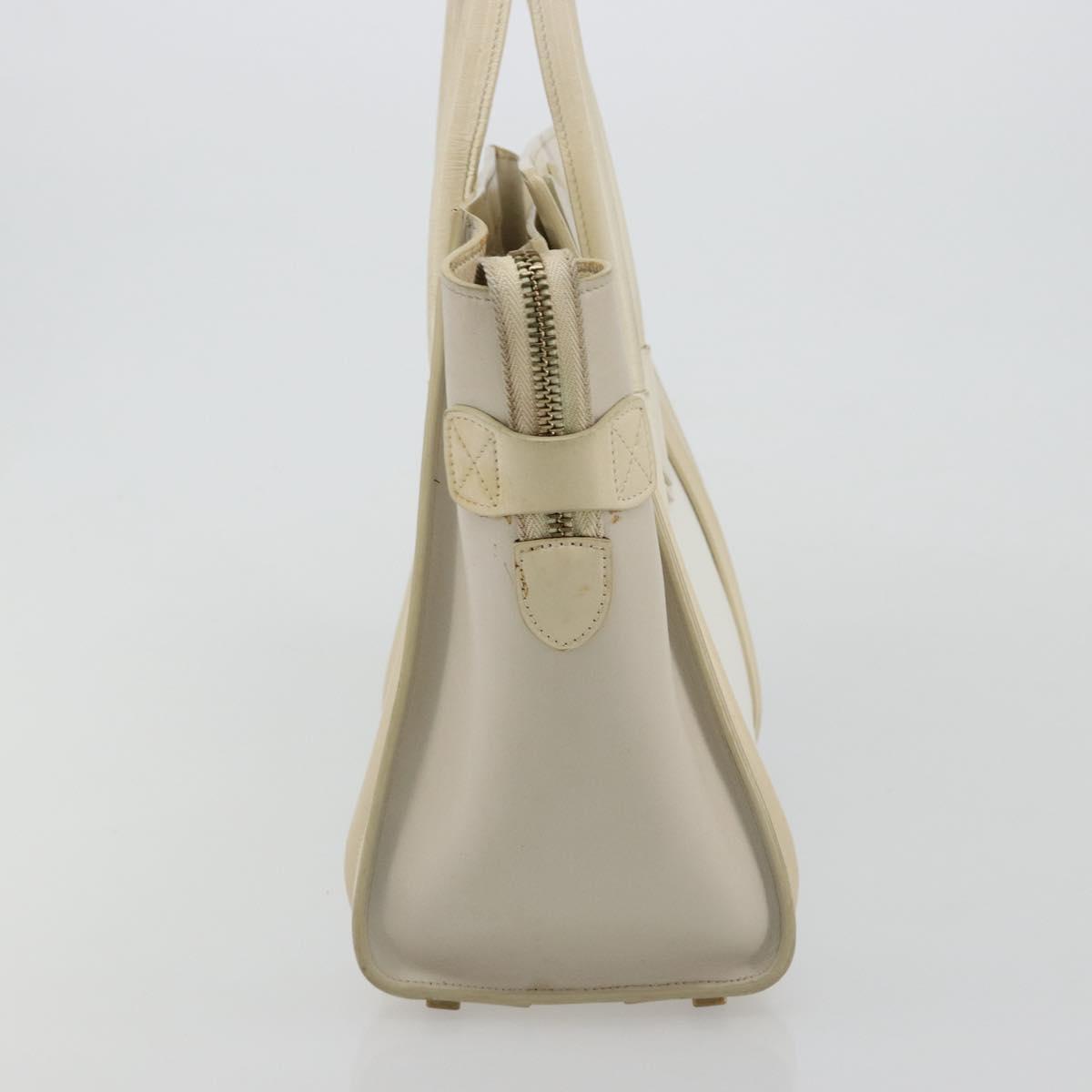CELINE Luggage Micro Hand Bag Leather White Beige Auth ka4732A