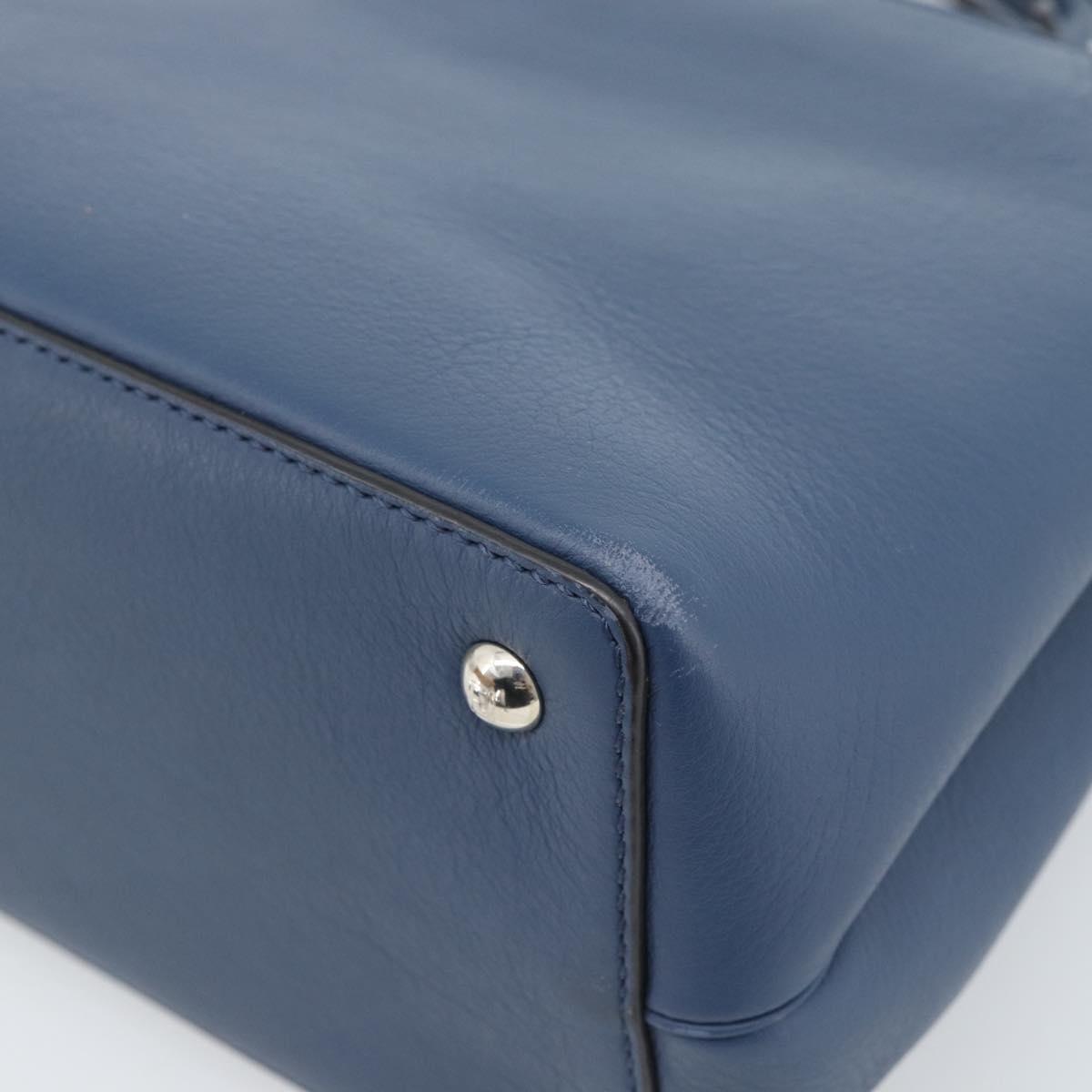 FENDI Petite To Jules Hand Bag Leather 2way Blue Silver Auth ka4735V