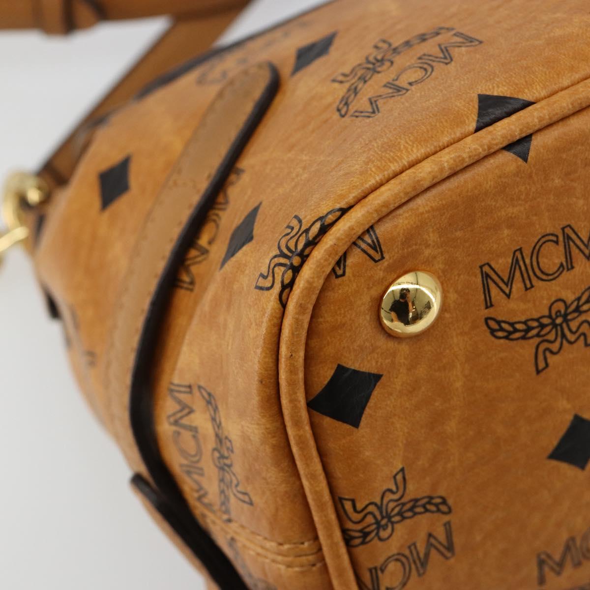 MCM Vicetos Logogram Shoulder Bag PVC Leather 2way Brown Gold Auth ka4736A