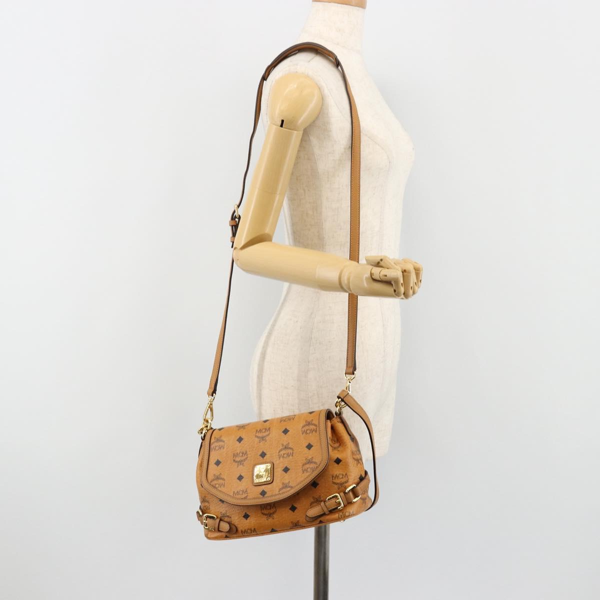 MCM Vicetos Logogram Shoulder Bag PVC Leather 2way Brown Gold Auth ka4736A