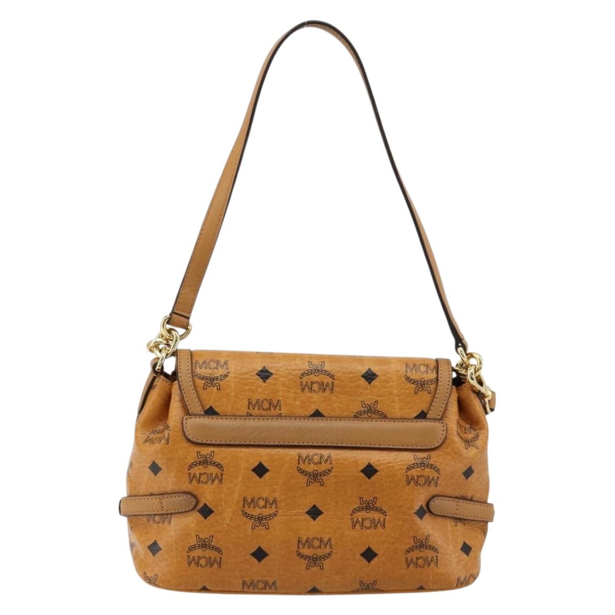MCM Vicetos Logogram Shoulder Bag PVC Leather 2way Brown Gold Auth ka4736A