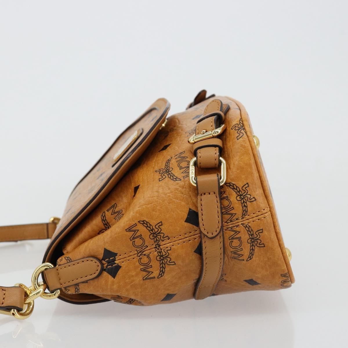 MCM Vicetos Logogram Shoulder Bag PVC Leather 2way Brown Gold Auth ka4736A