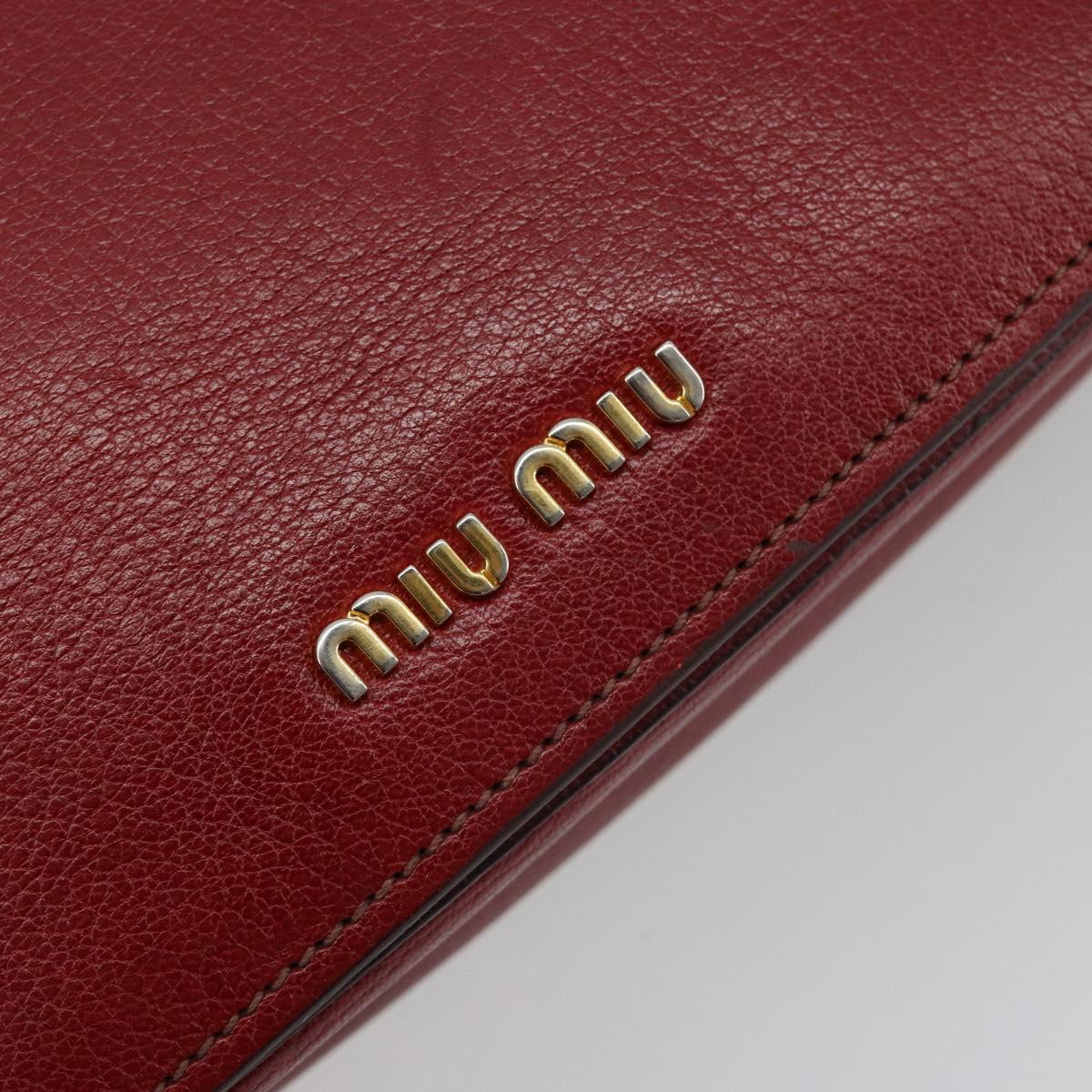 Miu Miu Hand Bag Leather 2way Red Gold Auth ka4739A