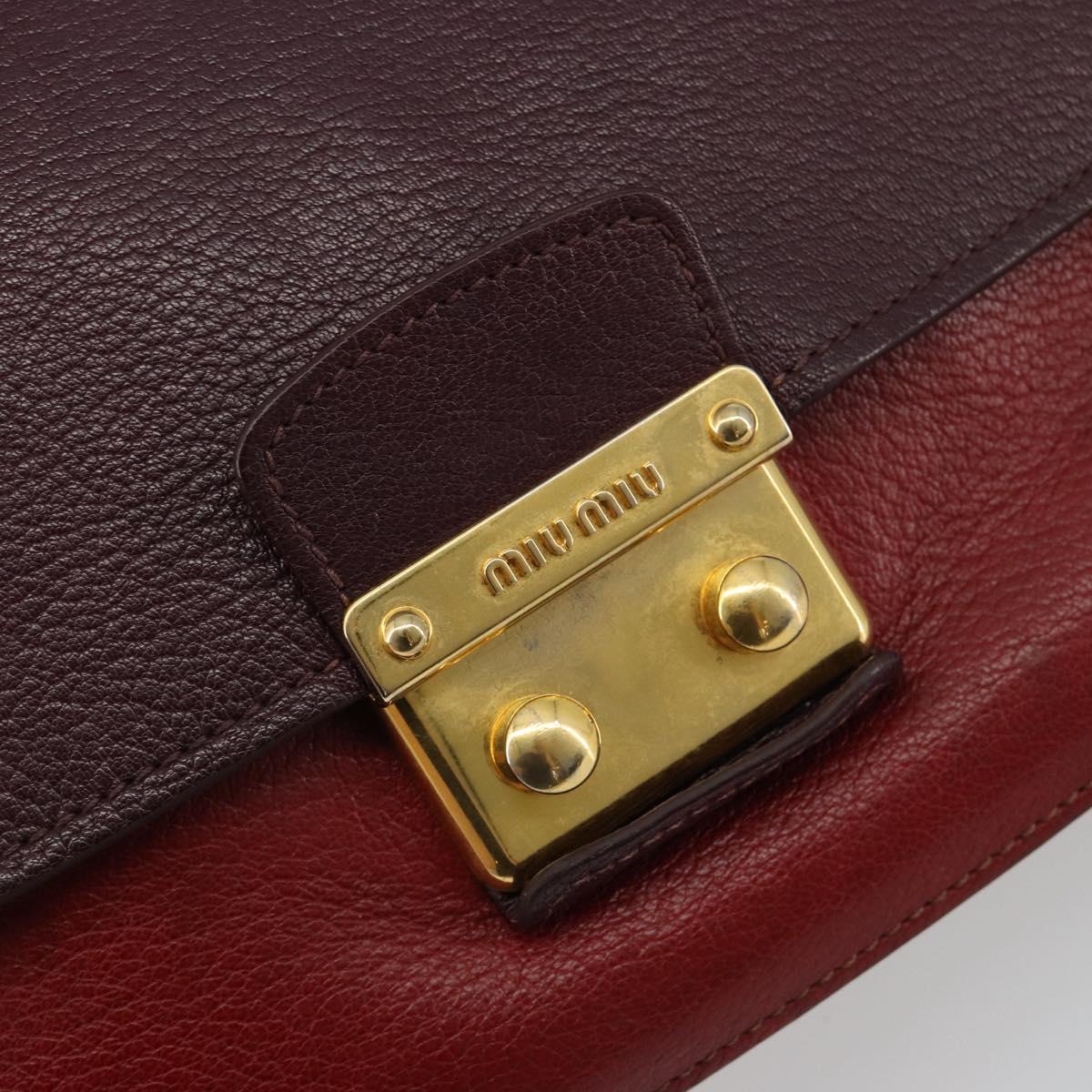 Miu Miu Hand Bag Leather 2way Red Gold Auth ka4739A