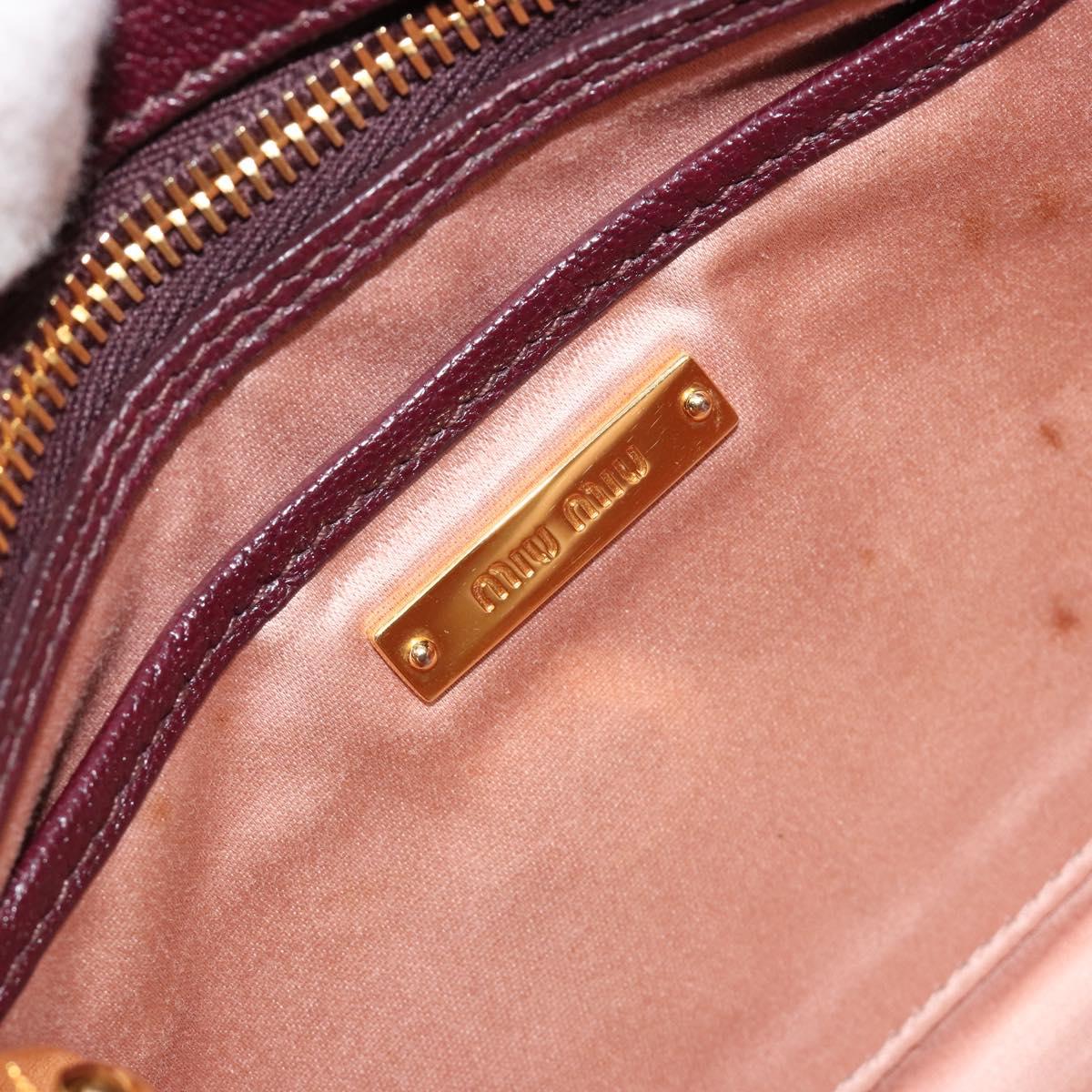 Miu Miu Hand Bag Leather 2way Red Gold Auth ka4739A
