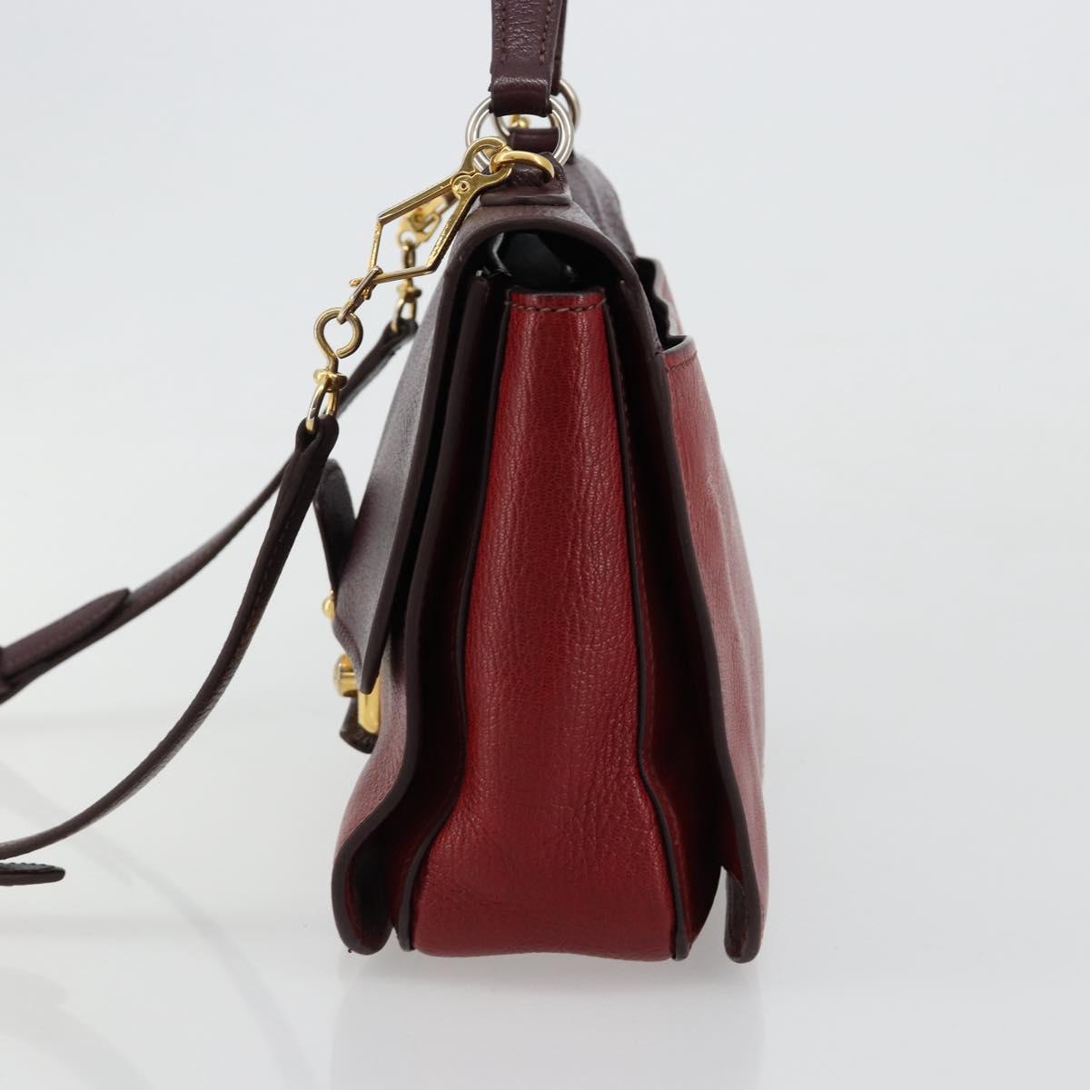 Miu Miu Hand Bag Leather 2way Red Gold Auth ka4739A
