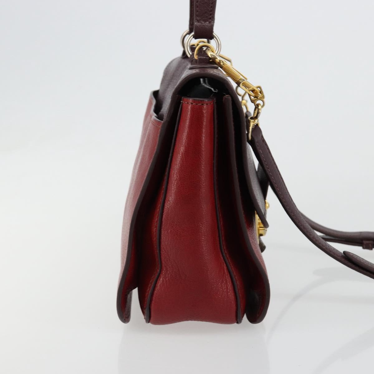 Miu Miu Hand Bag Leather 2way Red Gold Auth ka4739A