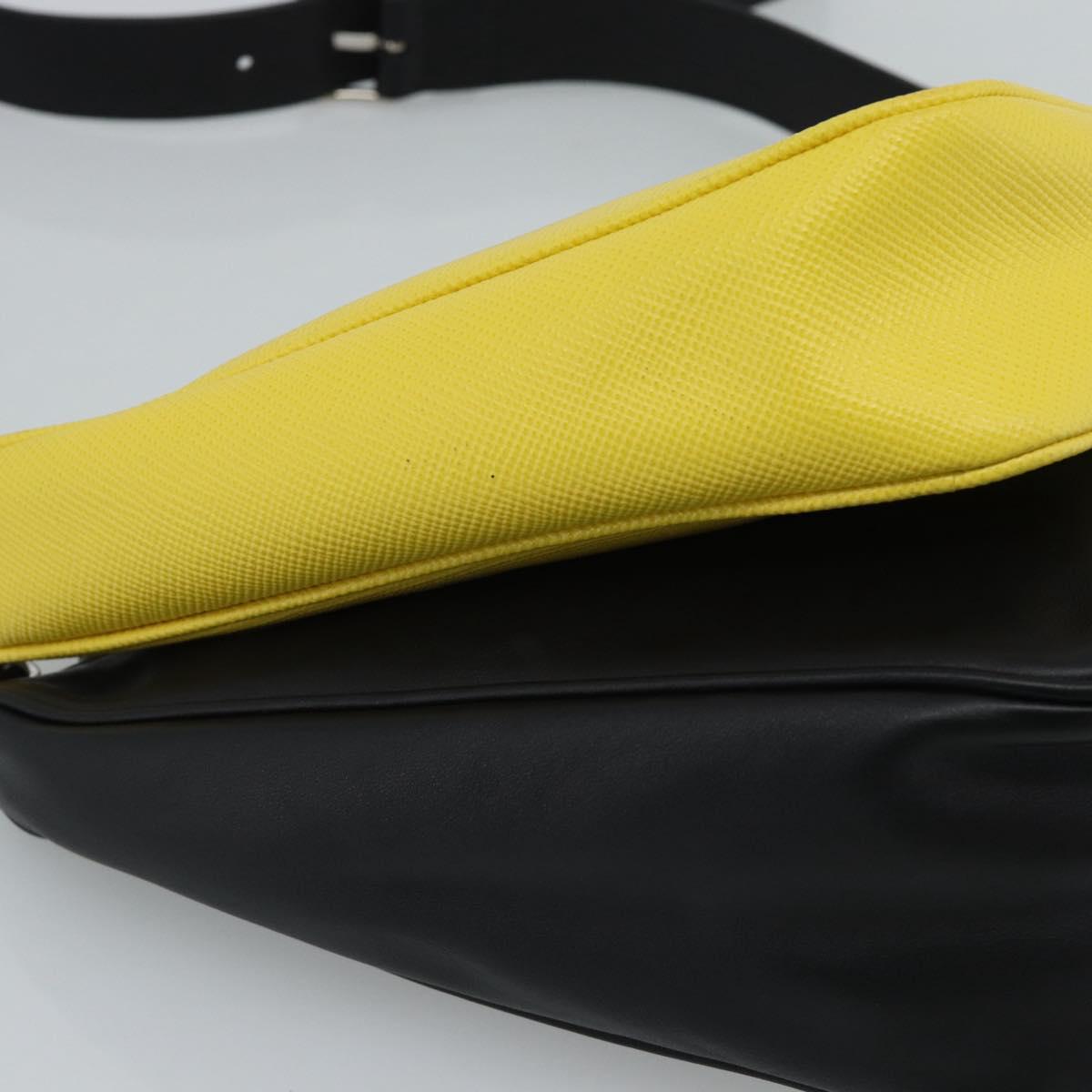PRADA Triangle Shoulder Bag Leather Black Yellow Auth ka4743SM