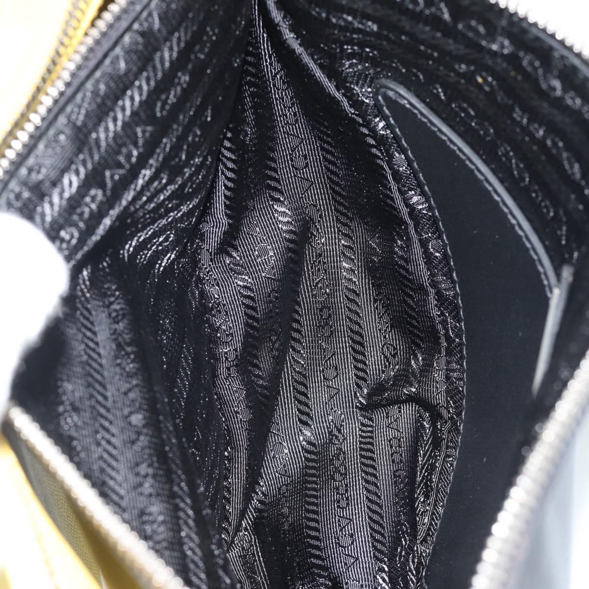 PRADA Triangle Shoulder Bag Leather Black Yellow Auth ka4743SM