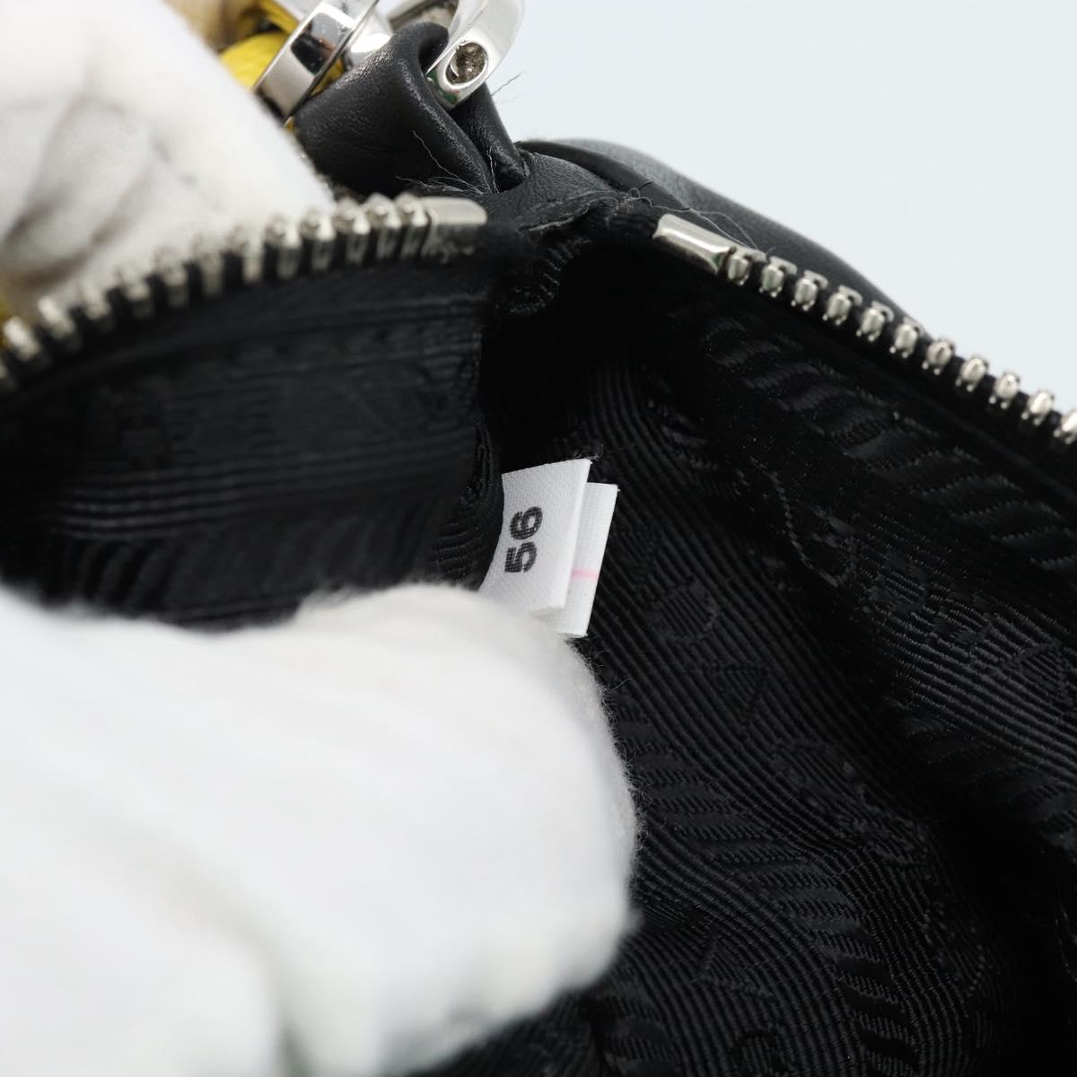 PRADA Triangle Shoulder Bag Leather Black Yellow Auth ka4743SM