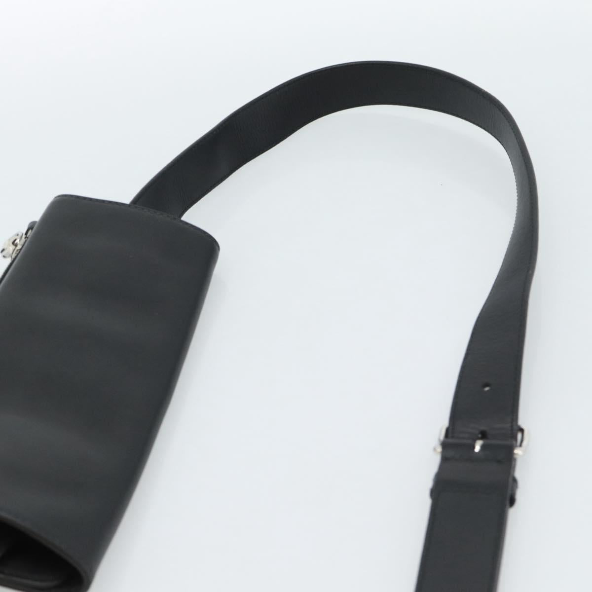 PRADA Triangle Shoulder Bag Leather Black Yellow Auth ka4743SM