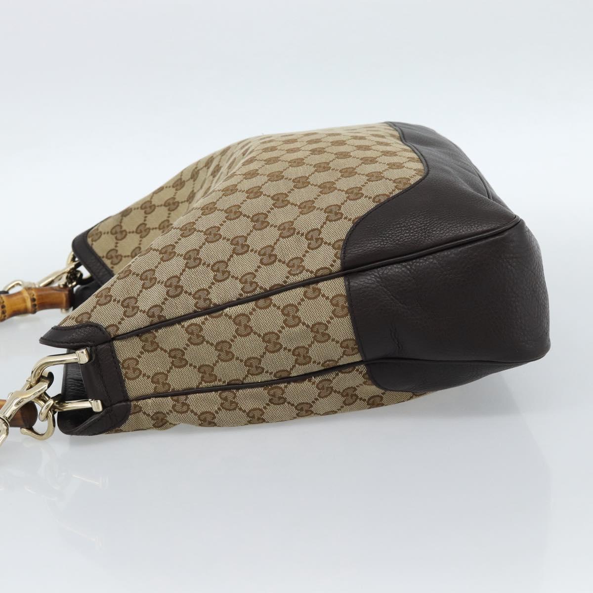 GUCCI Bamboo GG Canvas Hand Bag 2way Beige Gold 282315 Auth ka4747V