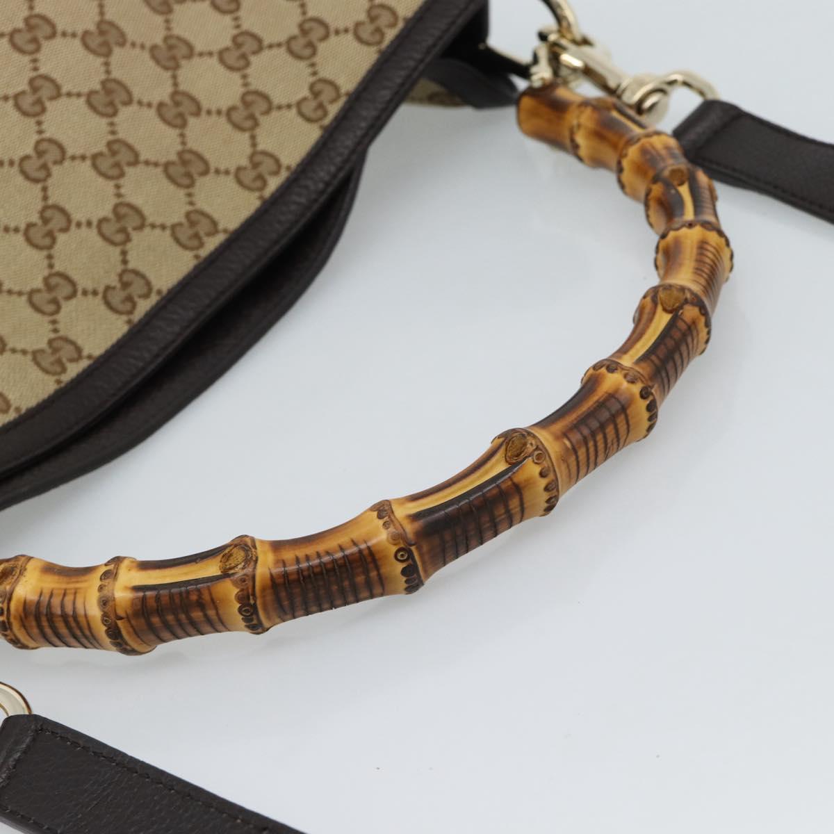 GUCCI Bamboo GG Canvas Hand Bag 2way Beige Gold 282315 Auth ka4747V