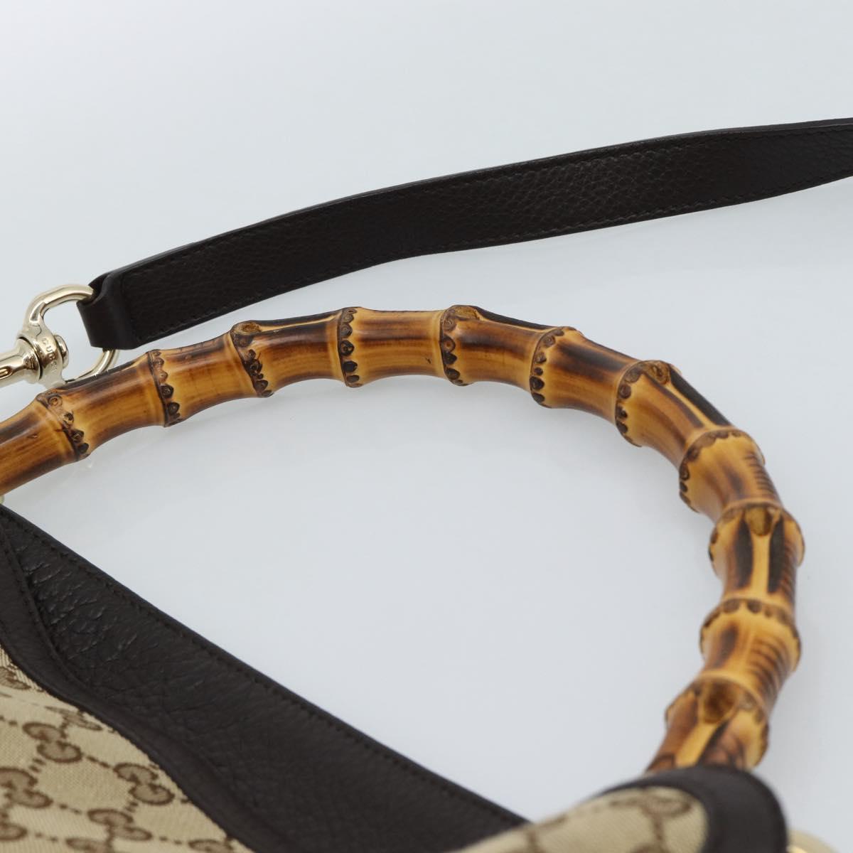 GUCCI Bamboo GG Canvas Hand Bag 2way Beige Gold 282315 Auth ka4747V
