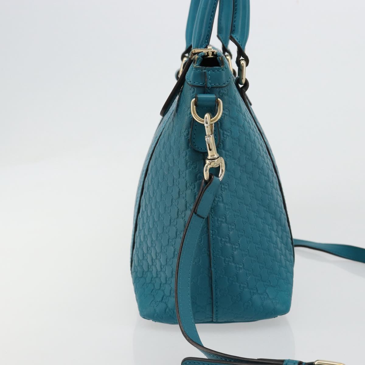 GUCCI Micro GG Guccissima Leather Outlet 2way Emerald Green 449646 Auth ka4748