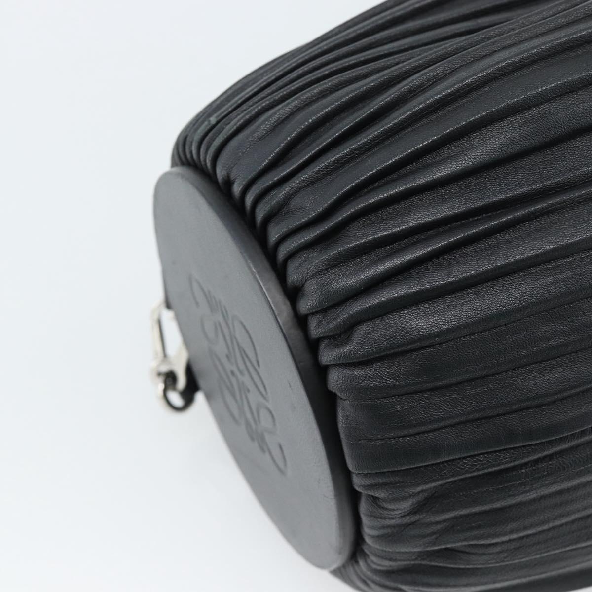 LOEWE Bracelet Pouch Large Shoulder Bag Nappa leather Black Silver Auth ka4749SM