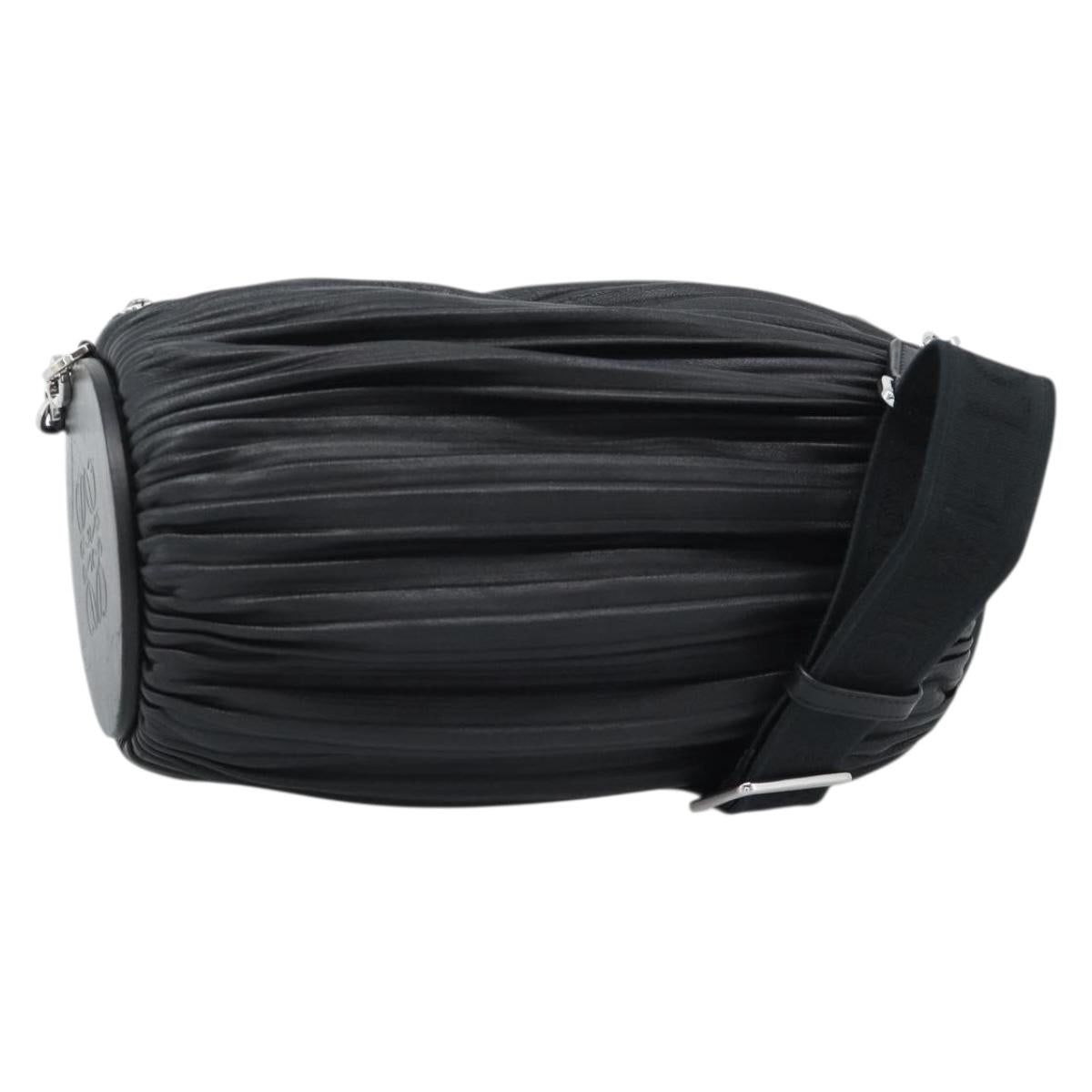 LOEWE Bracelet Pouch Large Shoulder Bag Nappa leather Black Silver Auth ka4749SM
