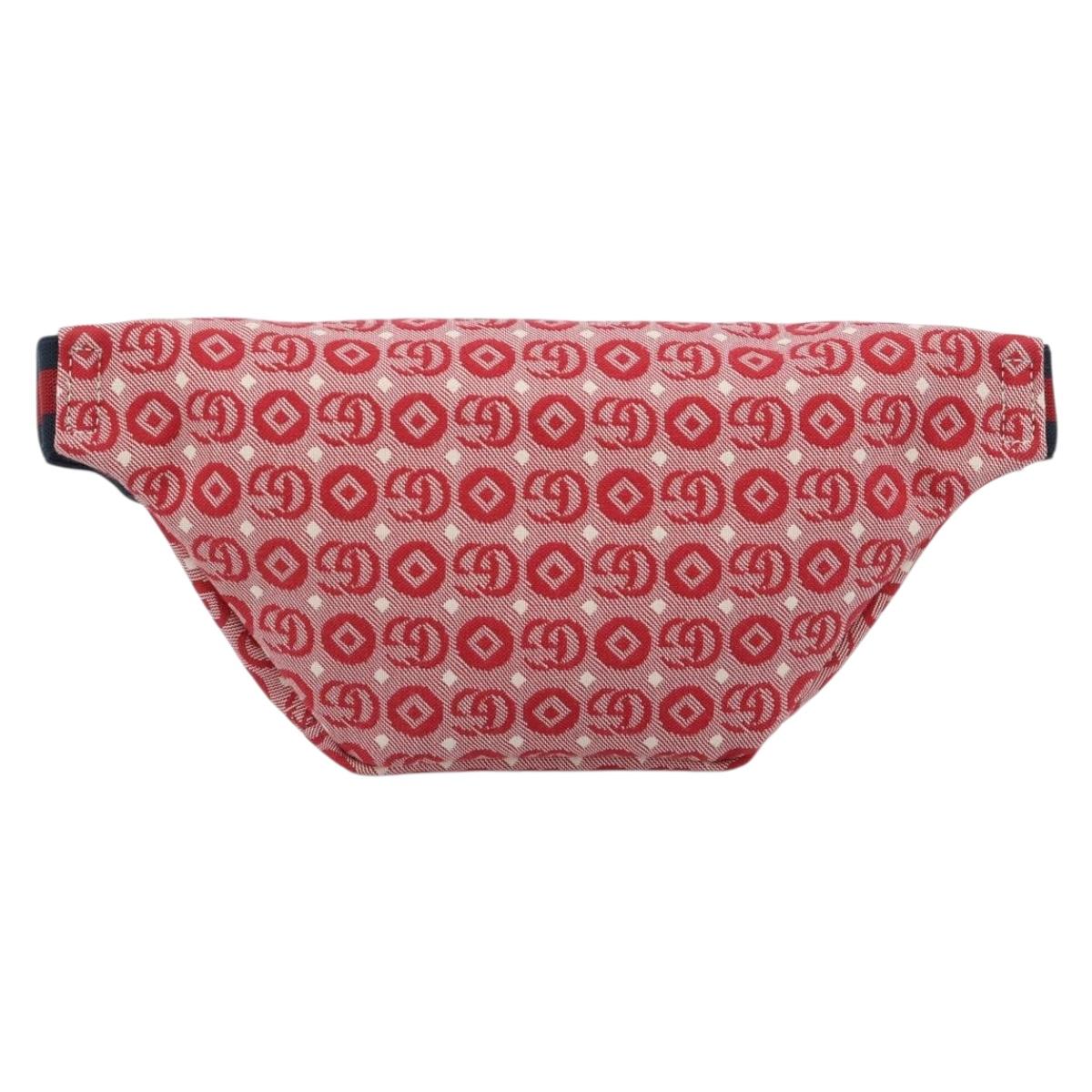 GUCCI Children's Sherry Line Waist bag Canvas Navy Red 502095 Auth ka4751M