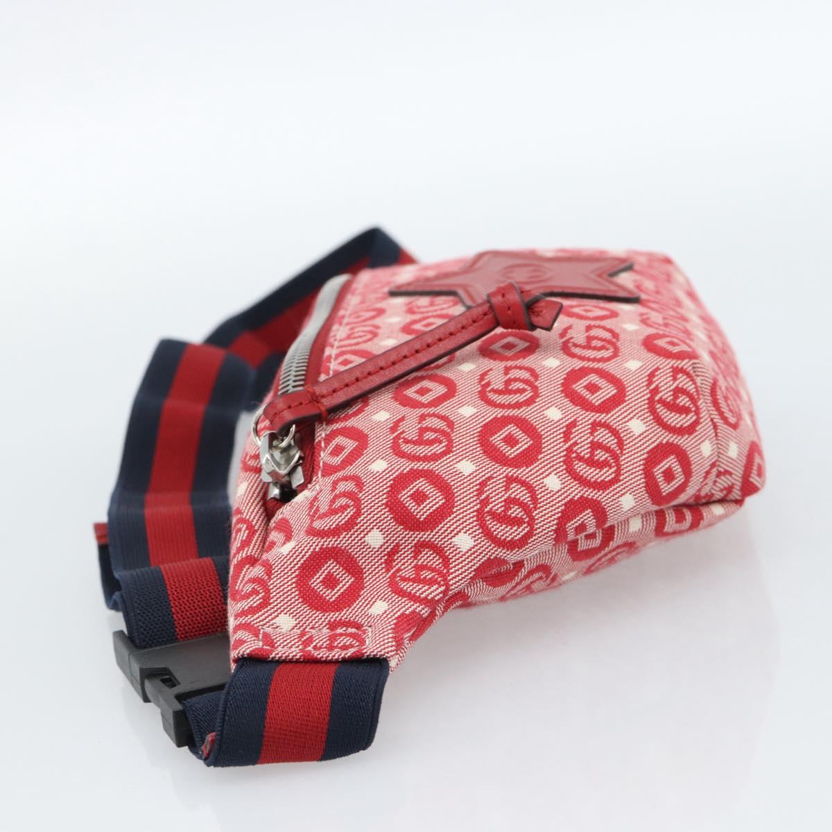 GUCCI Children's Sherry Line Waist bag Canvas Navy Red 502095 Auth ka4751M