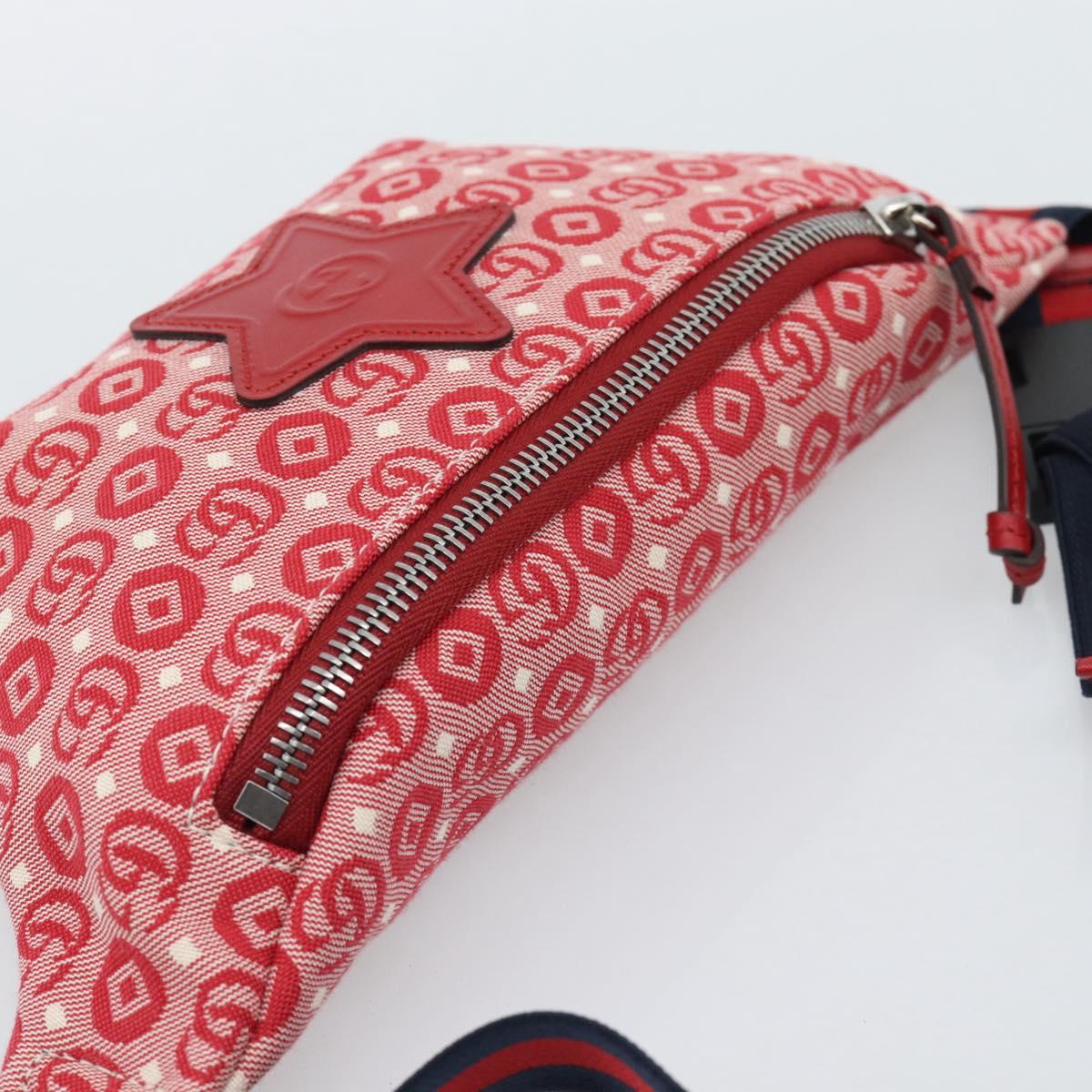 GUCCI Children's Sherry Line Waist bag Canvas Navy Red 502095 Auth ka4751M