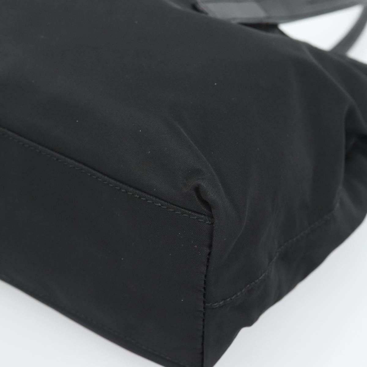 PRADA Tote Bag Nylon Leather Black Silver Auth ka4753A