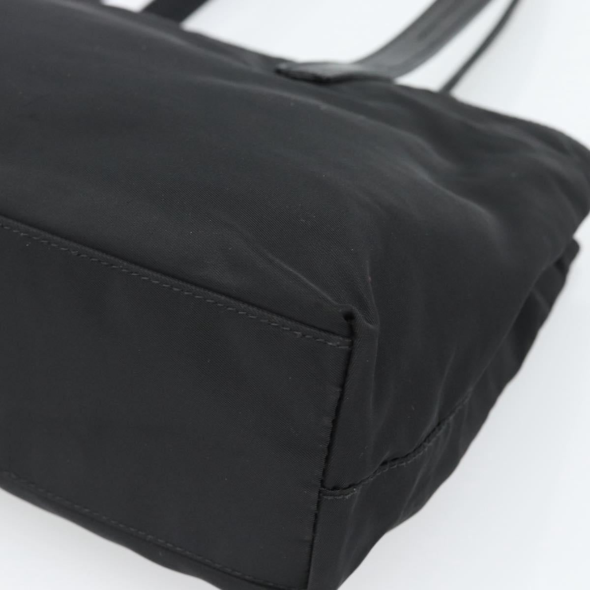 PRADA Tote Bag Nylon Leather Black Silver Auth ka4753A