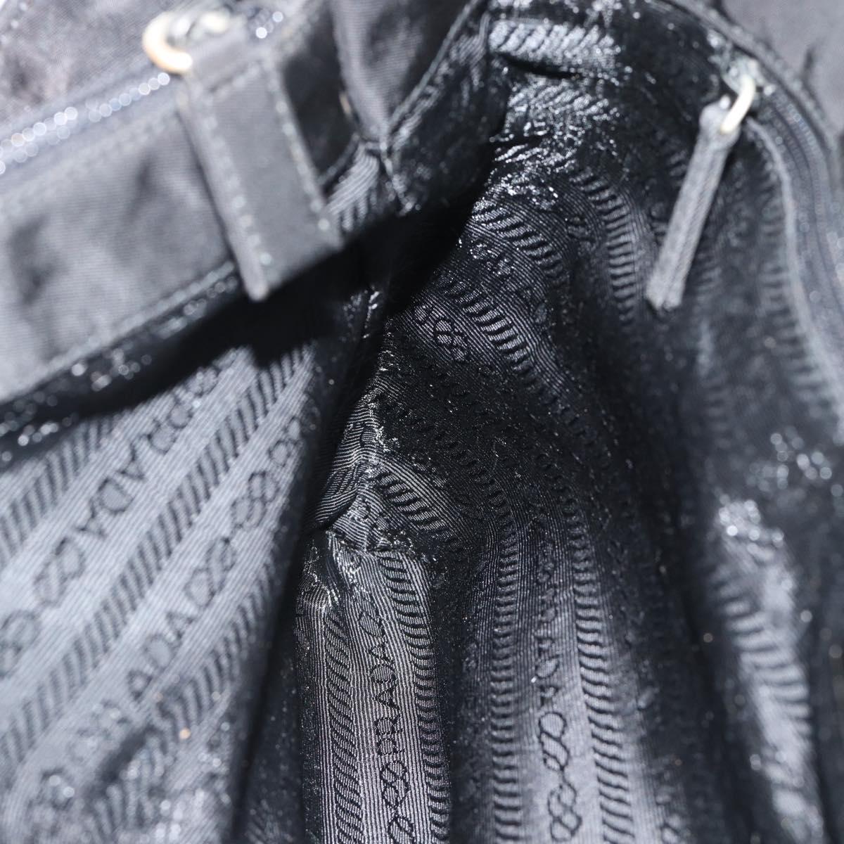 PRADA Tote Bag Nylon Leather Black Silver Auth ka4753A