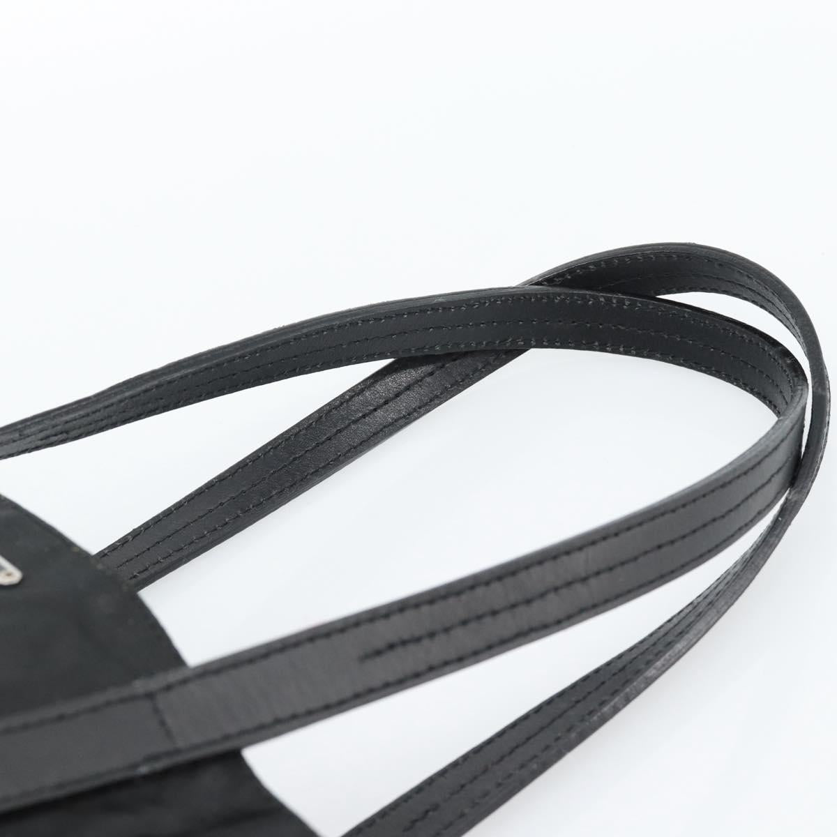 PRADA Tote Bag Nylon Leather Black Silver Auth ka4753A