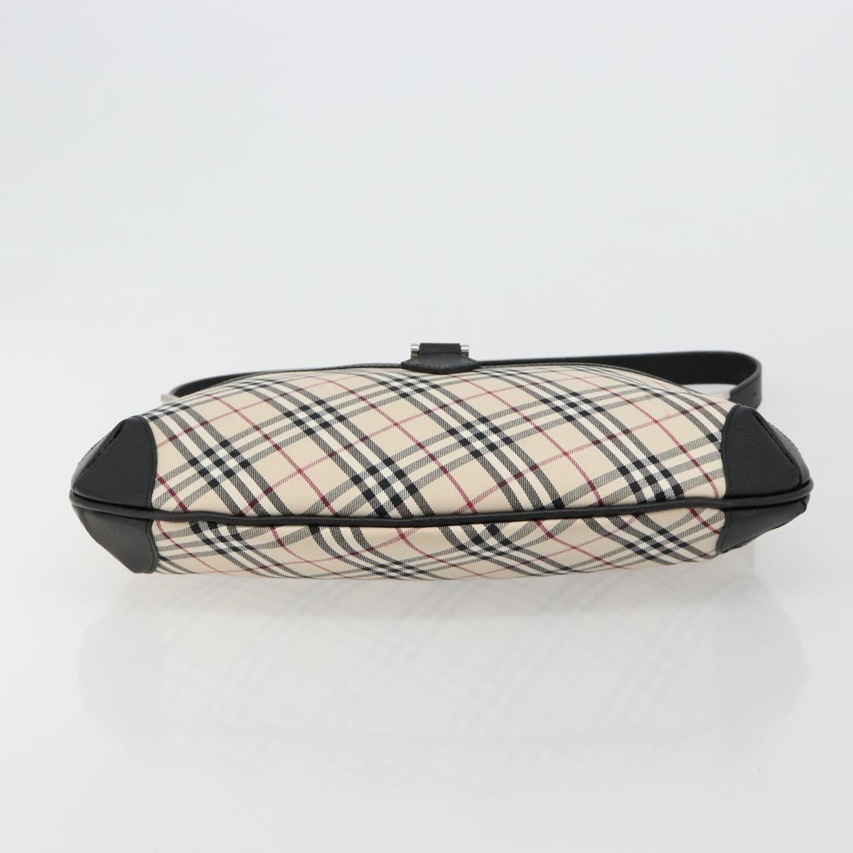 BURBERRY Nova Check Shoulder Bag Canvas Leather Beige Silver Auth ka4754V