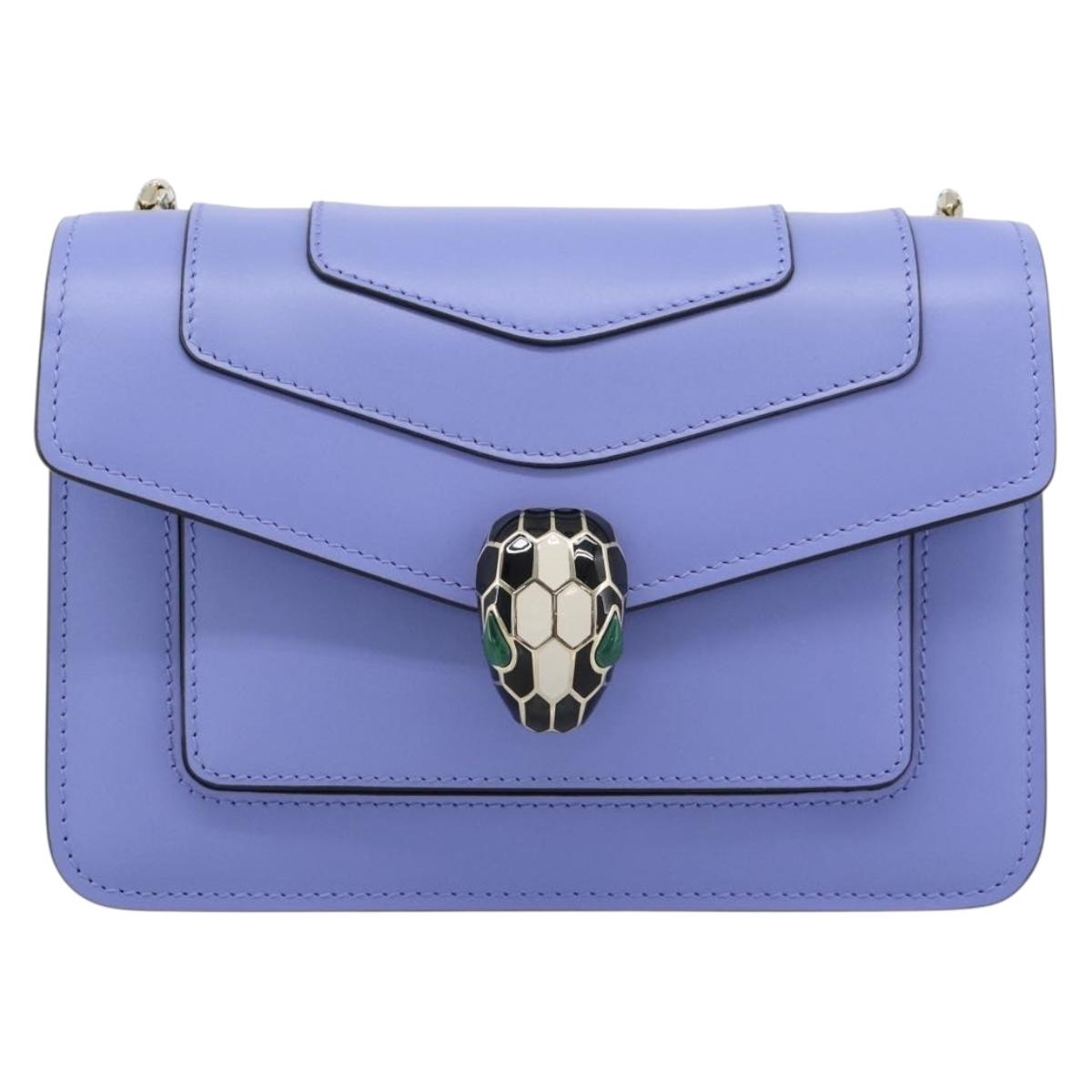BVLGARI Chain Serpenti Shoulder Bag Leather Purple Gold Auth ka4755SAV