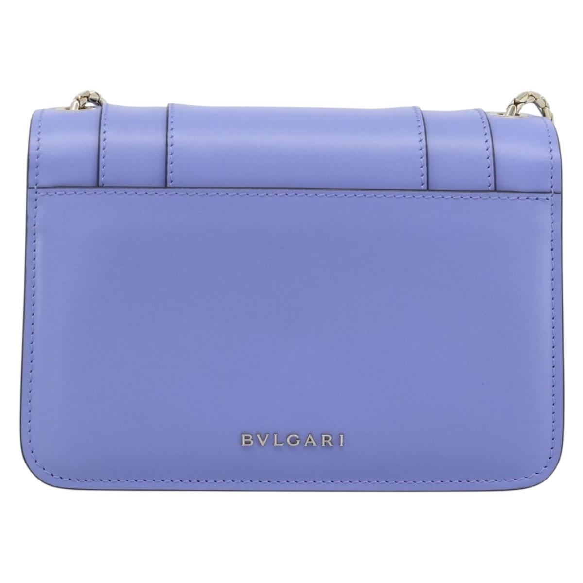 BVLGARI Chain Serpenti Shoulder Bag Leather Purple Gold Auth ka4755SAV