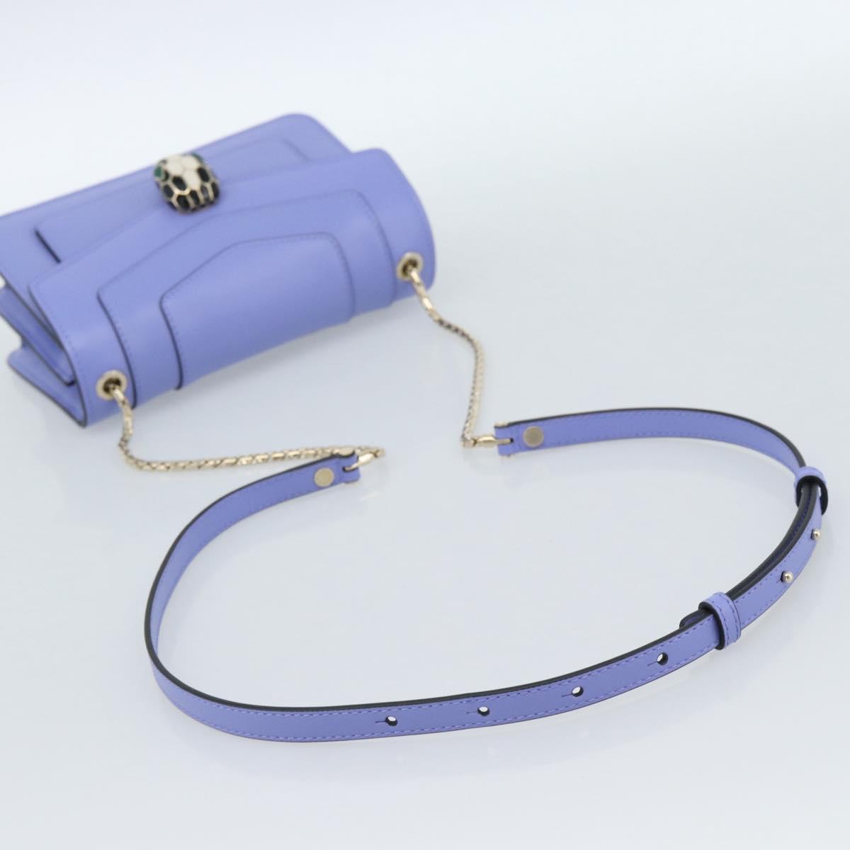 BVLGARI Chain Serpenti Shoulder Bag Leather Purple Gold Auth ka4755SAV