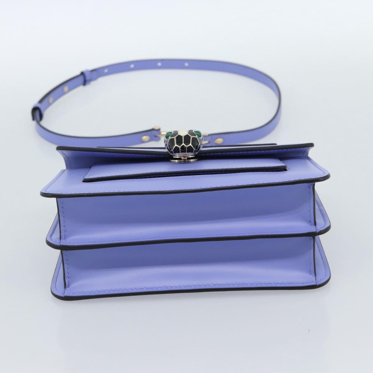 BVLGARI Chain Serpenti Shoulder Bag Leather Purple Gold Auth ka4755SAV