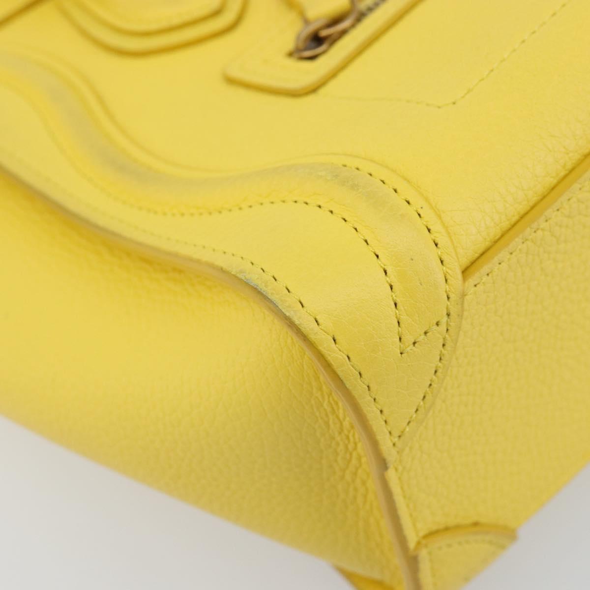 CELINE Hand Bag Leather 2way Gold Yellow Auth ka4756M