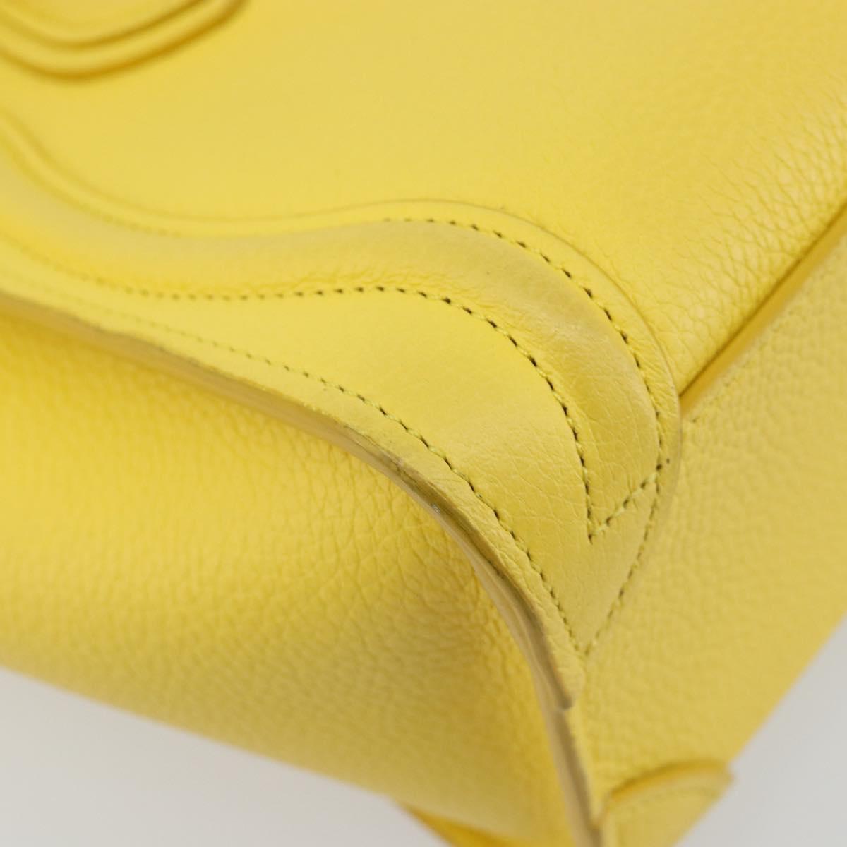 CELINE Hand Bag Leather 2way Gold Yellow Auth ka4756M