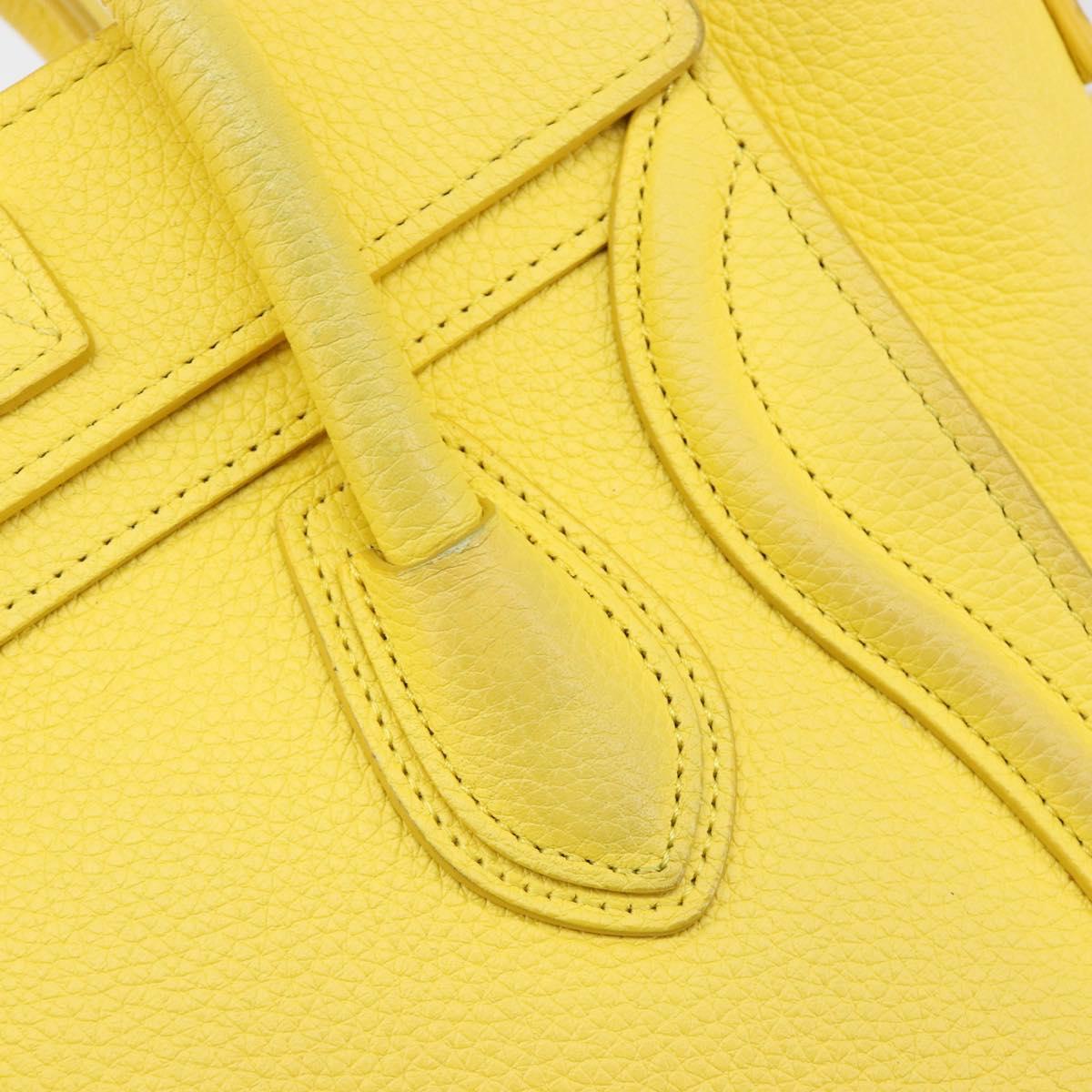 CELINE Hand Bag Leather 2way Gold Yellow Auth ka4756M